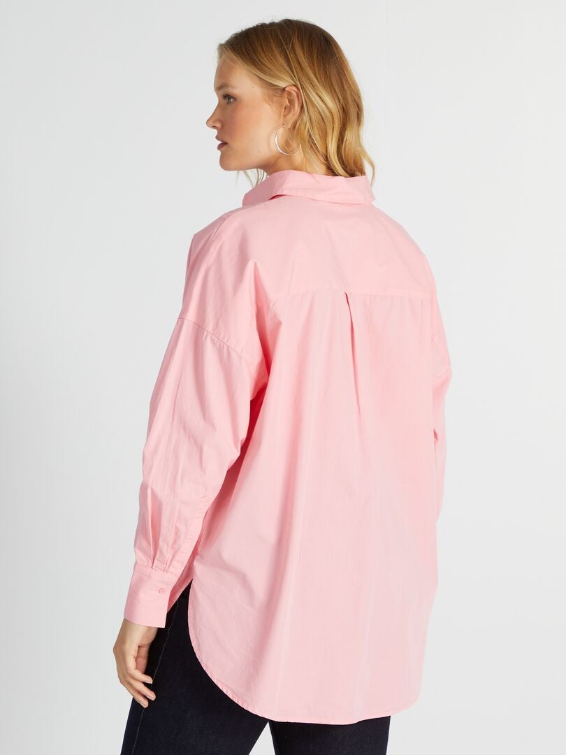 Camisa larga con cuello italiano ROSA - Kiabi