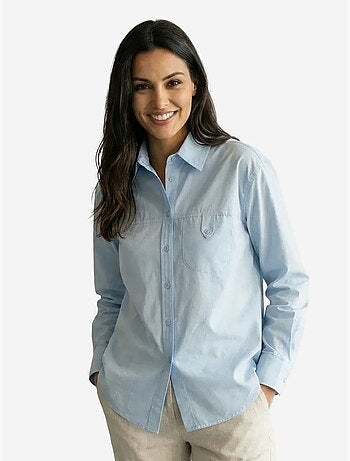 Camisa larga de algodón texturizado my fashion