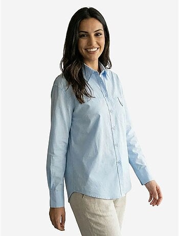 Camisa larga de algodón texturizado my fashion