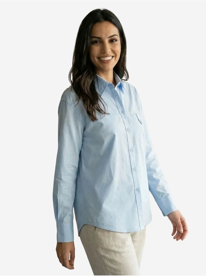 Camisa larga de algodón texturizado my fashion Azul cielo - Kiabi