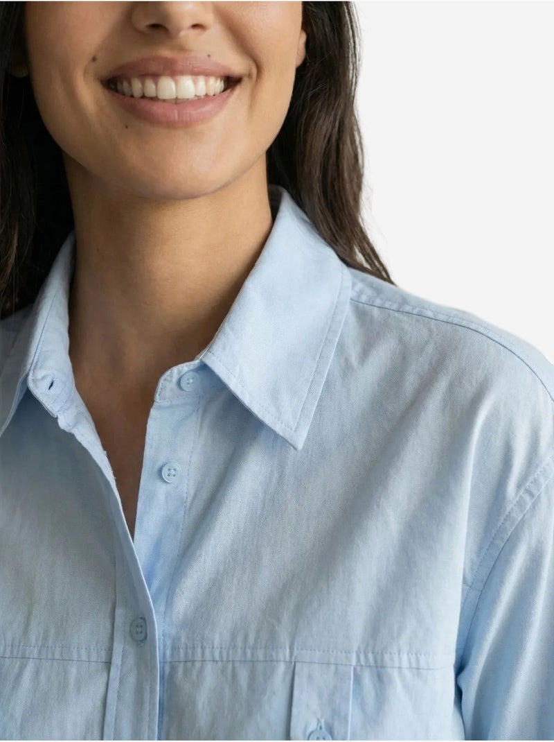 Camisa larga de algodón texturizado my fashion Azul cielo - Kiabi