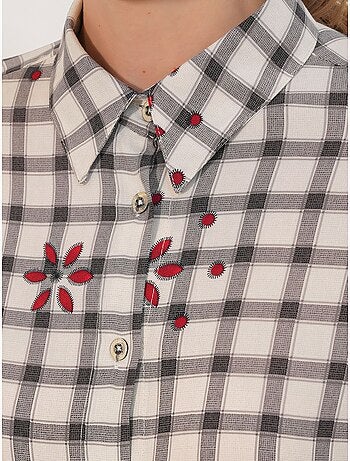 Camisa larga de crepé a cuadros bdart