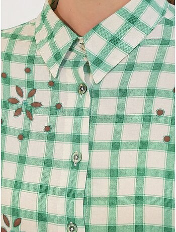Camisa larga de crepé a cuadros bdart