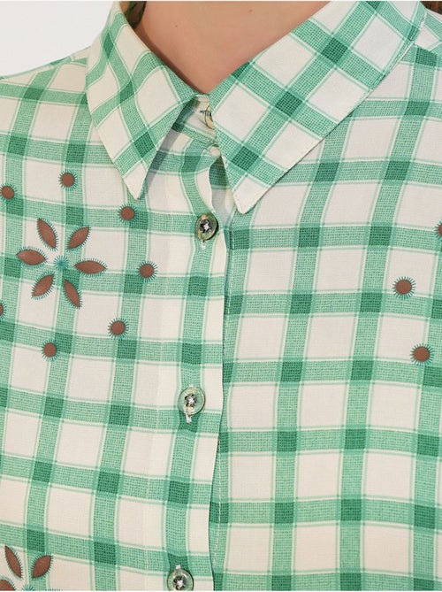 Camisa larga de crepé a cuadros bdart - Kiabi Camisa larga de crepé a cuadros bdart - Kiabi