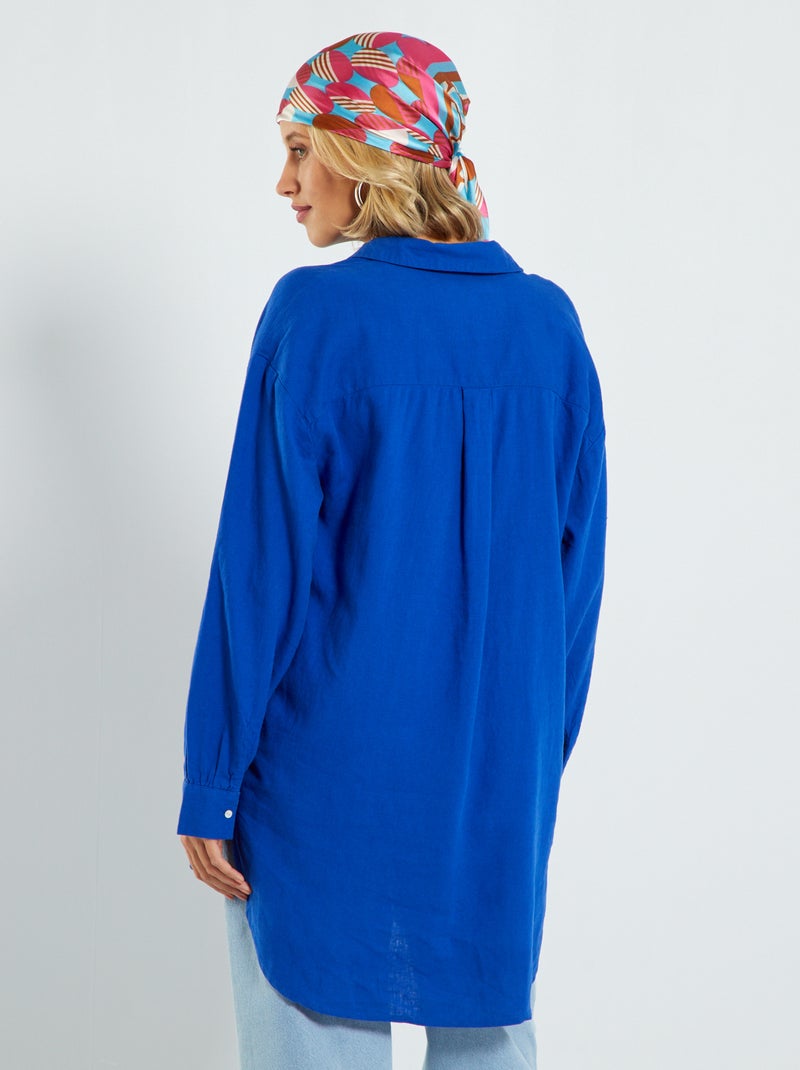 Camisa larga de lino azul - Kiabi