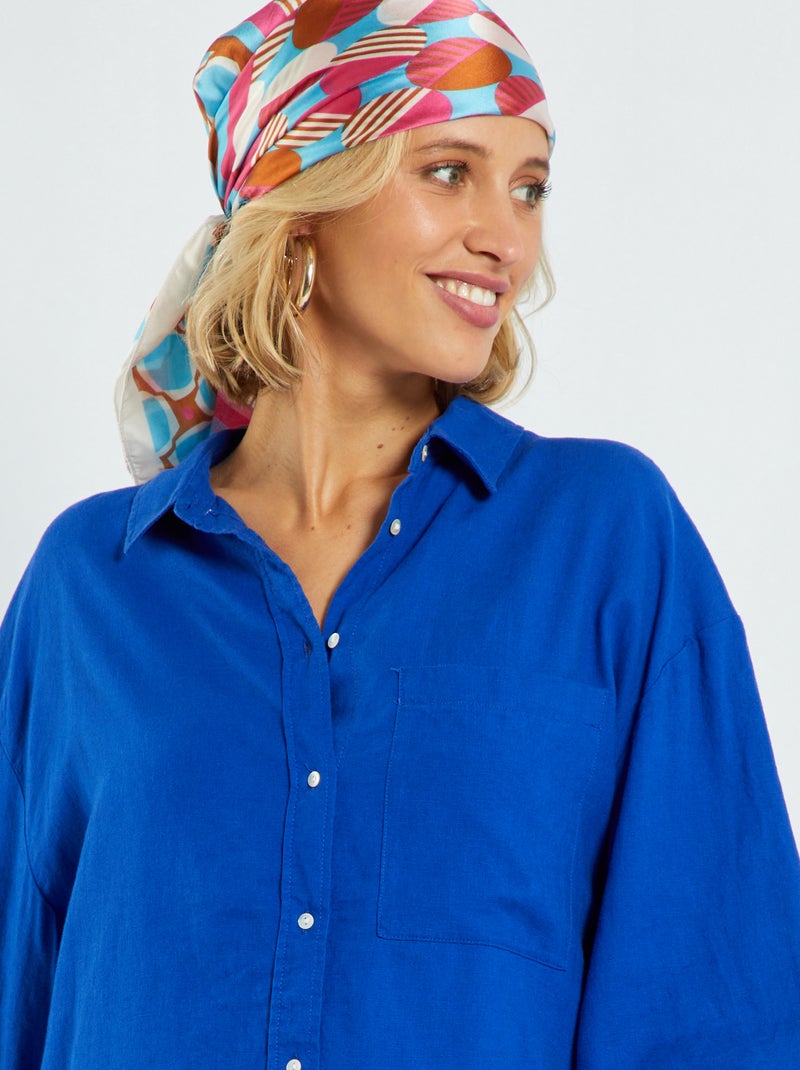 Camisa larga de lino azul - Kiabi