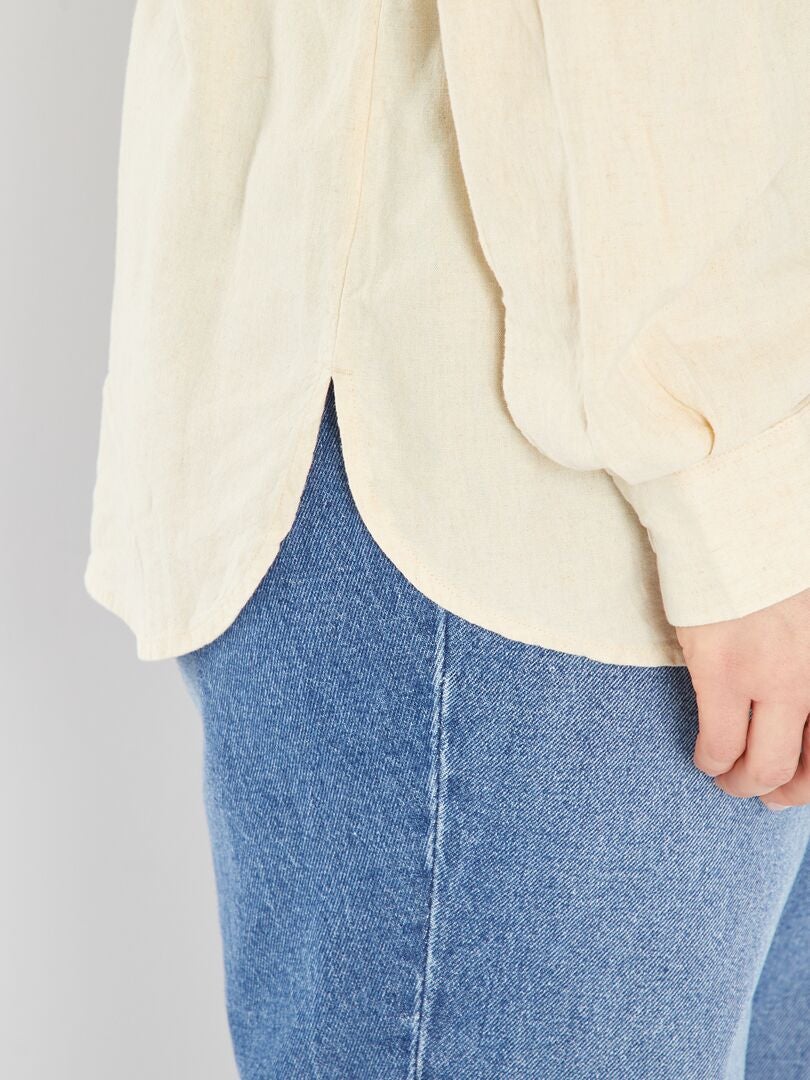 Camisa larga de lino beige - Kiabi