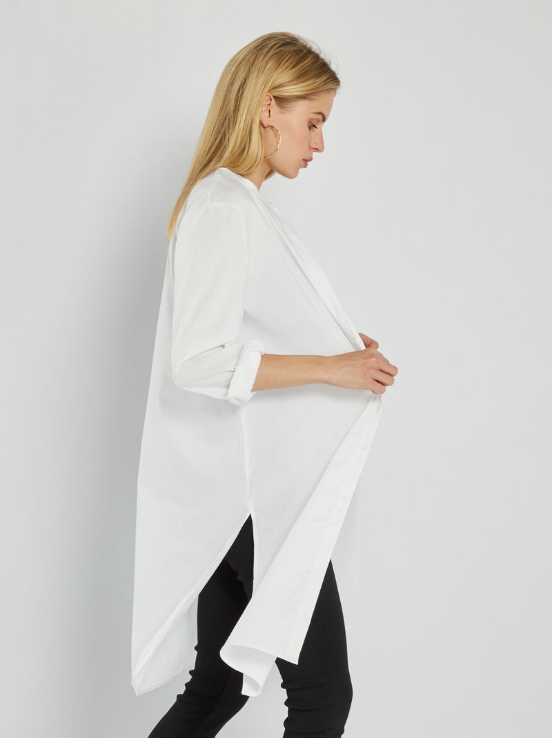 Camisa larga de popelina BLANCO - Kiabi