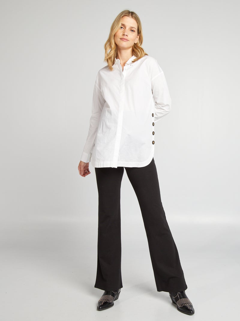 Camisa larga de premamá de algodón blanco - Kiabi