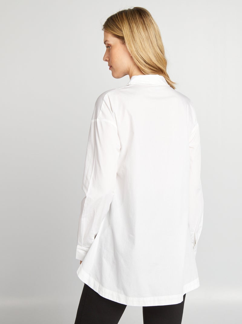 Camisa larga de premamá de algodón blanco - Kiabi