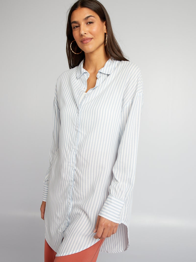 Camisa larga de rayas AZUL - Kiabi