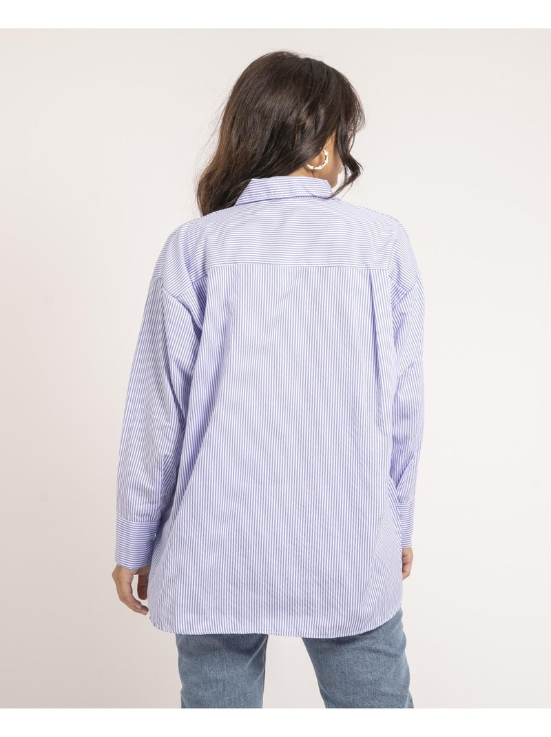 Camisa larga de rayas OLAURE Azul - Kiabi