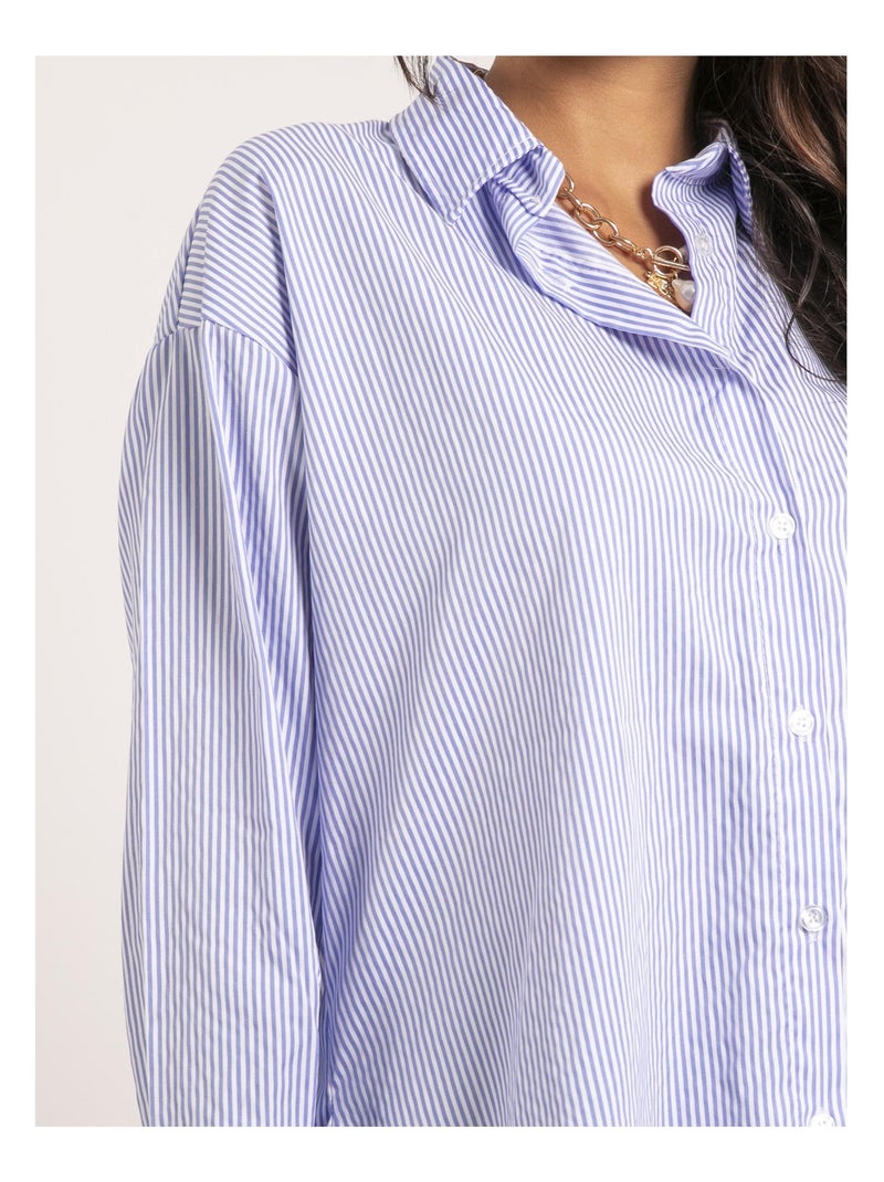 Camisa larga de rayas OLAURE Azul - Kiabi