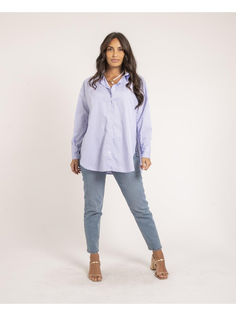 Camisa larga de rayas OLAURE Azul - Kiabi