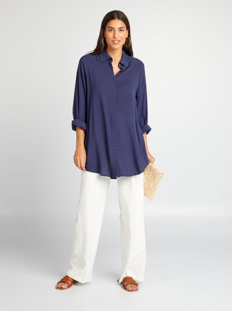 Camisa larga fluida AZUL - Kiabi