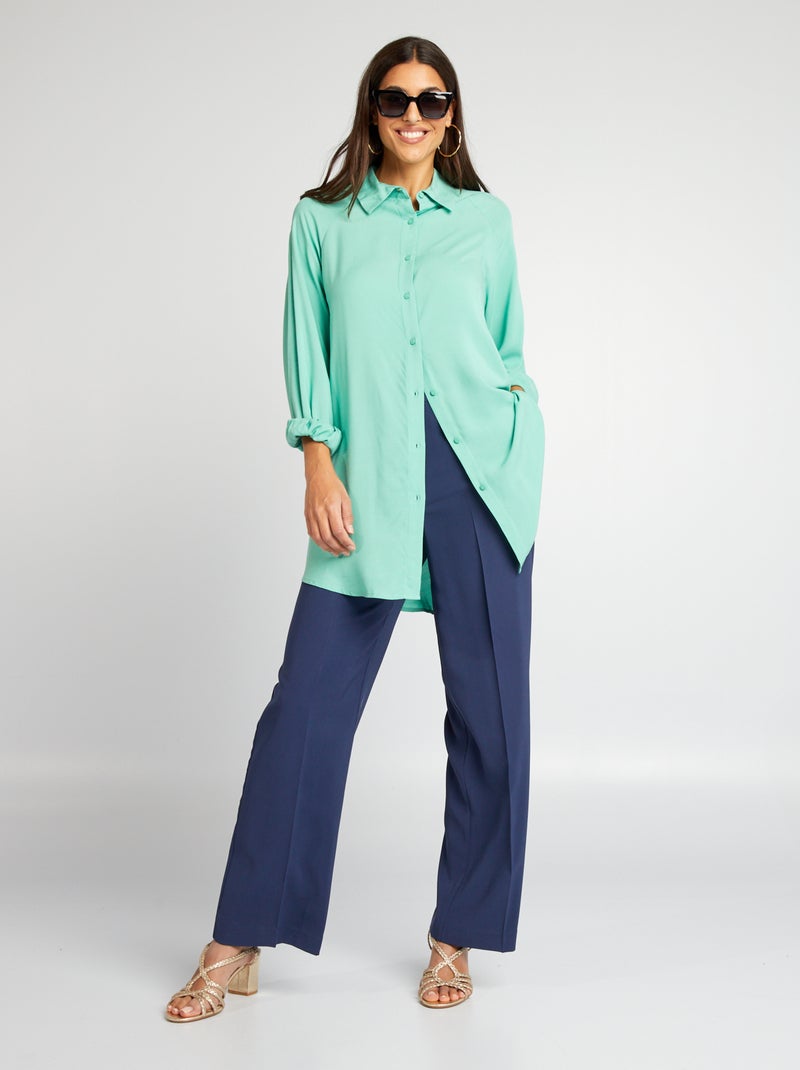 Camisa larga fluida AZUL - Kiabi