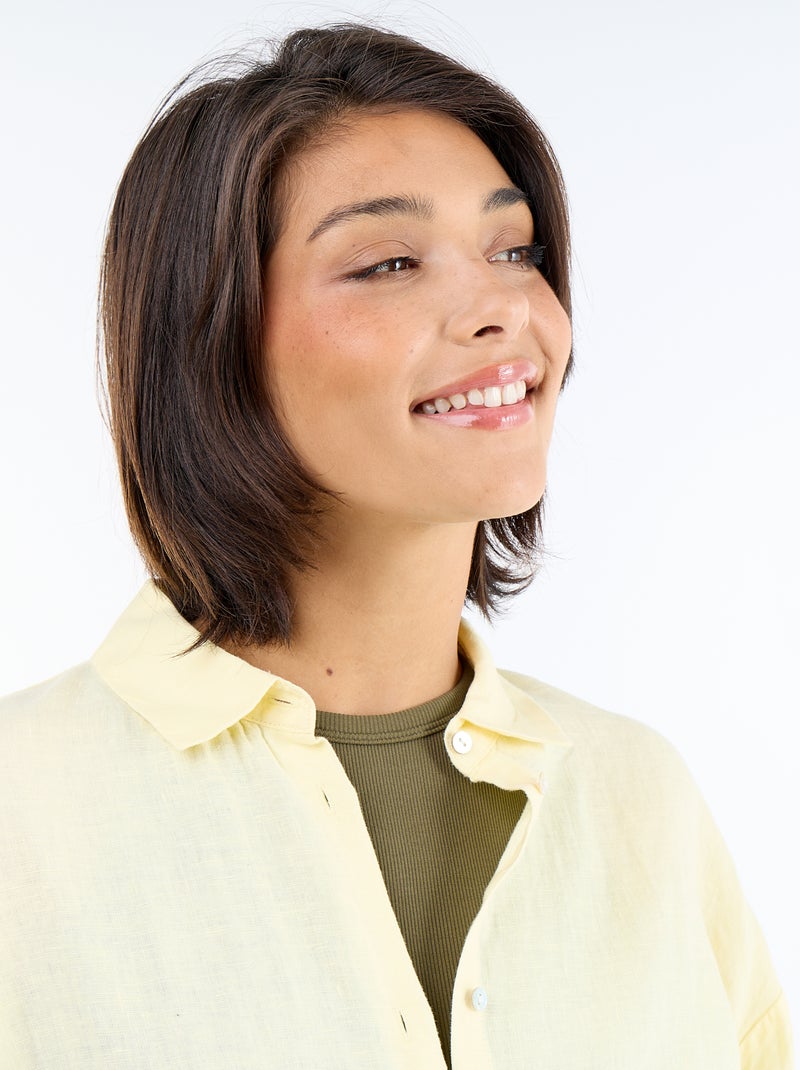 Camisa larga lisa Amarillo - Kiabi