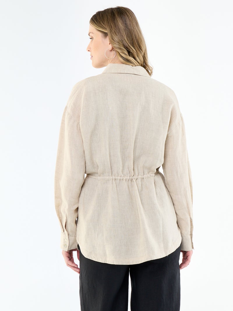 Camisa larga lisa Beige - Kiabi