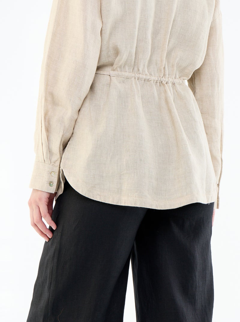 Camisa larga lisa Beige - Kiabi