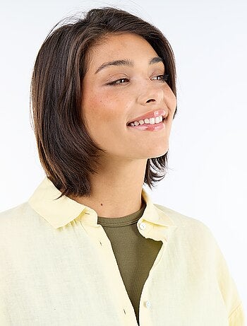 Camisa larga lisa de lino