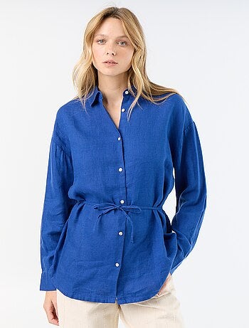 Camisa larga lisa de lino