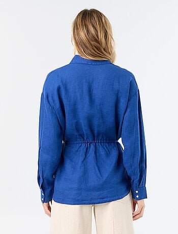 Camisa larga lisa de lino