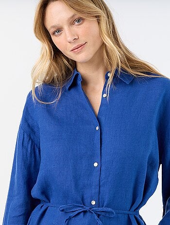 Camisa larga lisa de lino