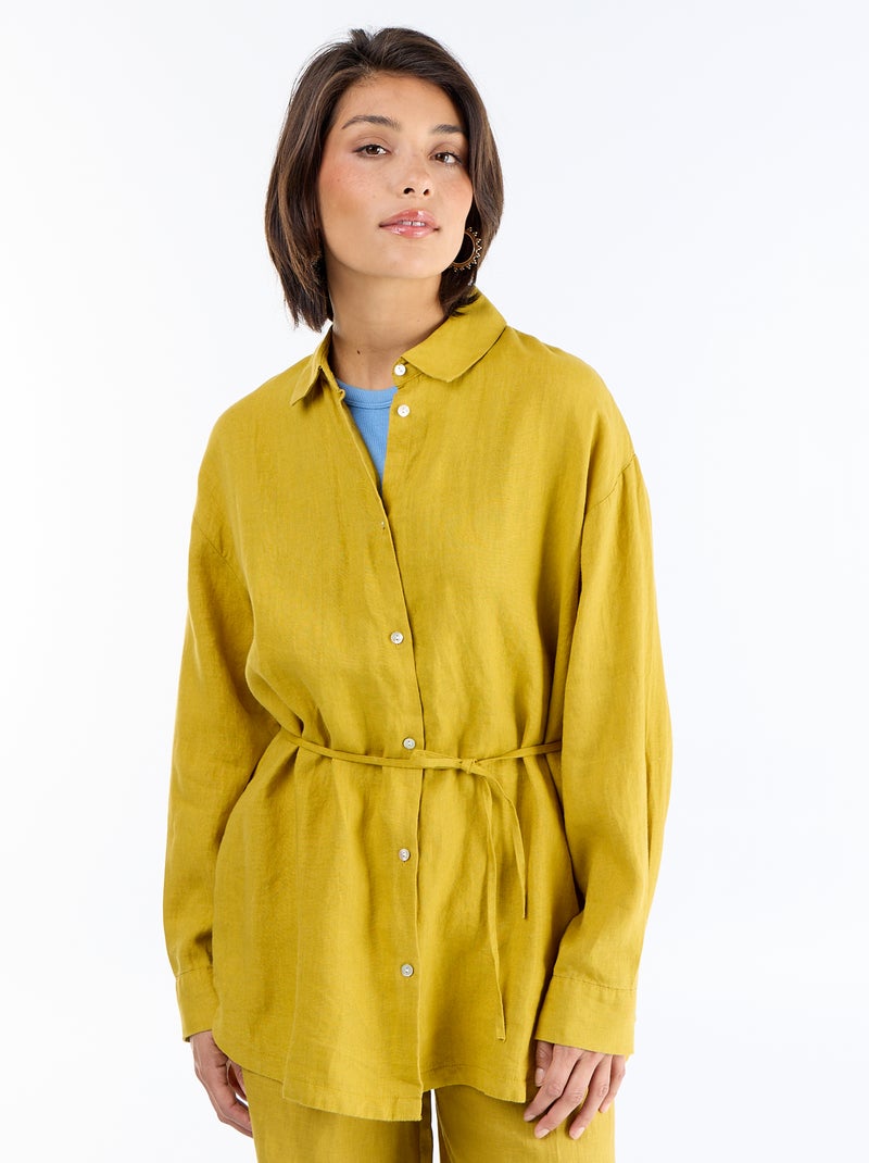 Camisa larga lisa Verde - Kiabi