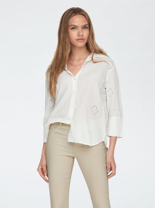 Camisa larga manga 3/4 con bordado inglés 'JDY'