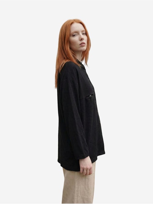 Camisa larga oversize de mezcla de lino de manga larga my fashion - Kiabi Camisa larga oversize de mezcla de lino de manga larga my fashion - Kiabi
