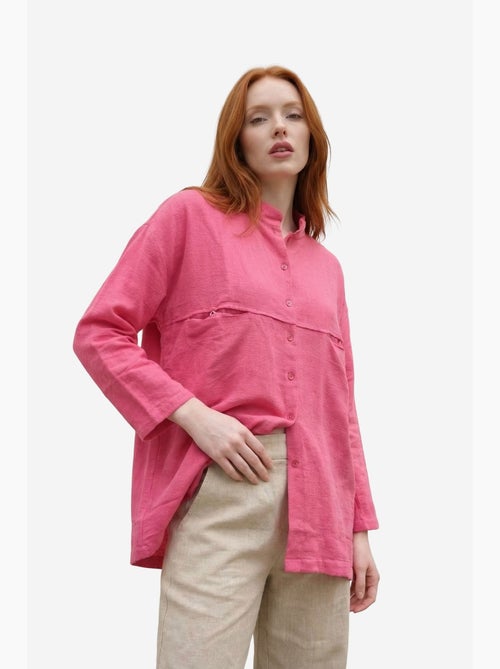 Camisa larga oversize de mezcla de lino de manga larga my fashion - Kiabi Camisa larga oversize de mezcla de lino de manga larga my fashion - Kiabi