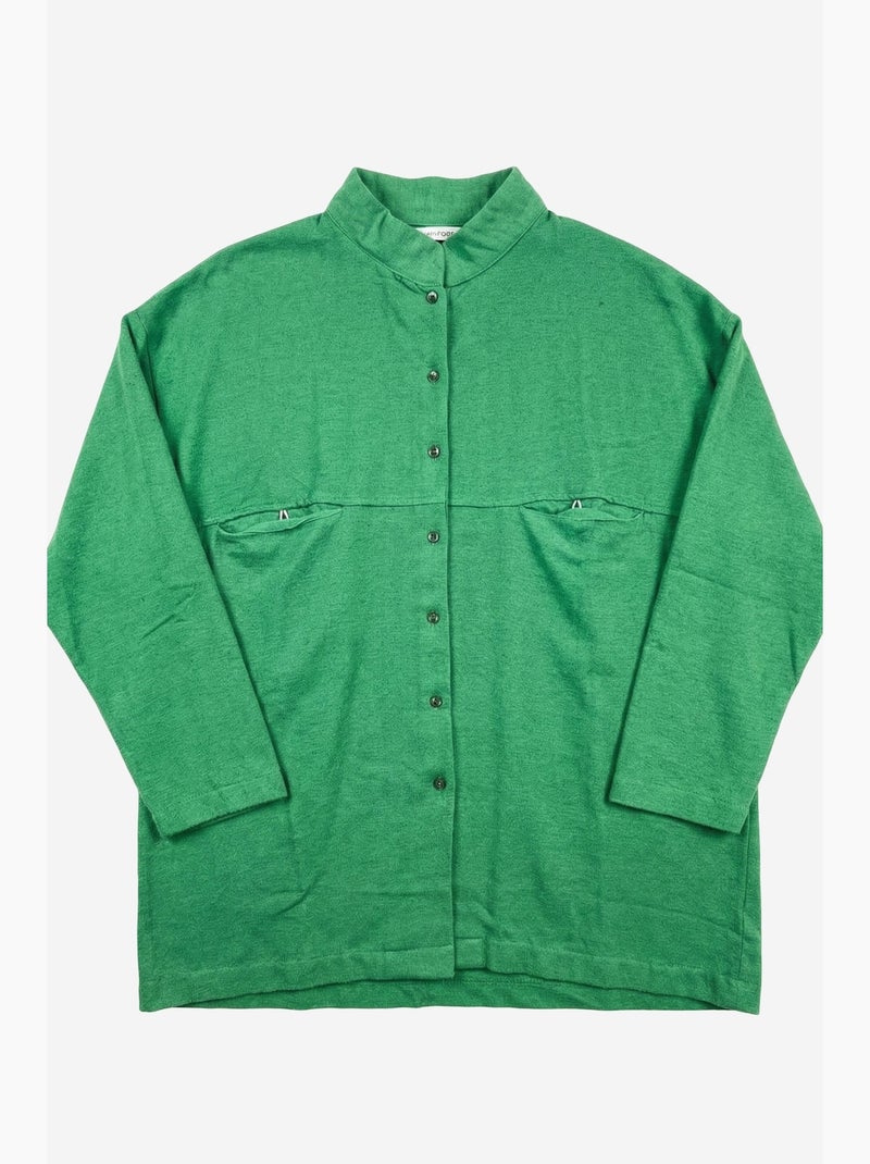 Camisa larga oversize de mezcla de lino de manga larga my fashion Verde - Kiabi