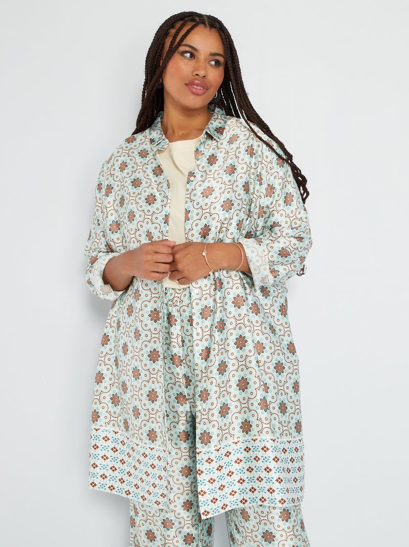 Camisa larga satinada BLANCO - Kiabi