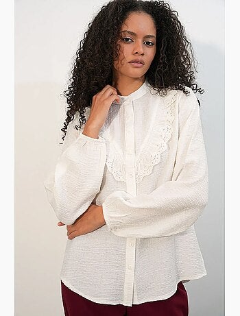 Camisa larga tejida con cuello mao bdart