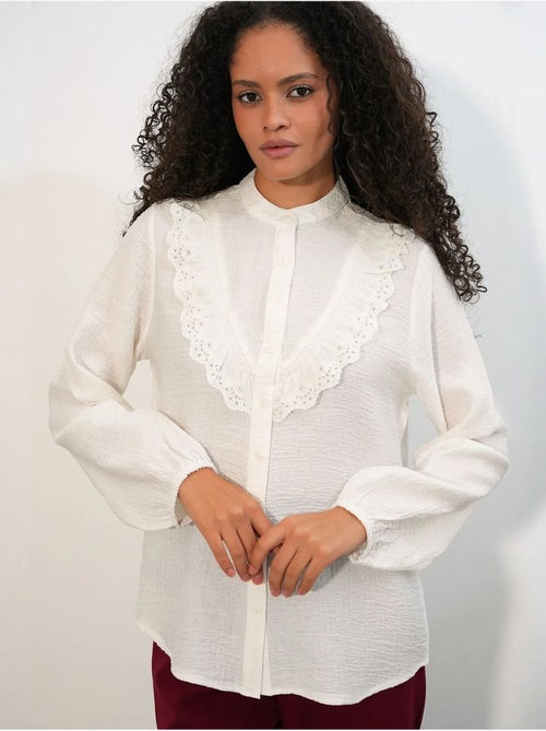 Camisa larga tejida con cuello mao bdart - Kiabi Camisa larga tejida con cuello mao bdart - Kiabi