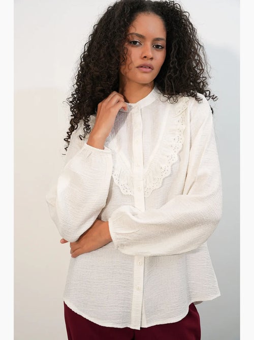 Camisa larga tejida con cuello mao bdart - Kiabi Camisa larga tejida con cuello mao bdart - Kiabi