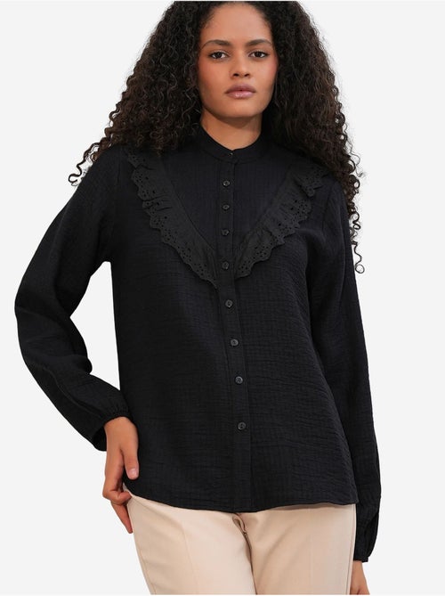 Camisa larga tejida con cuello mao bdart - Kiabi Camisa larga tejida con cuello mao bdart - Kiabi