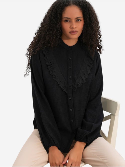 Camisa larga tejida con cuello mao bdart - Kiabi Camisa larga tejida con cuello mao bdart - Kiabi