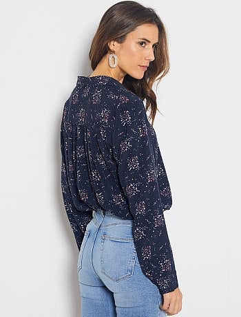 Camisa larga vaporosa estampada 'flores' - Kiabi