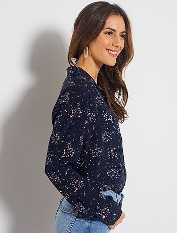 Camisa larga vaporosa estampada 'flores' - Kiabi