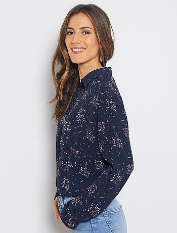 Camisa larga vaporosa estampada 'flores' - Kiabi