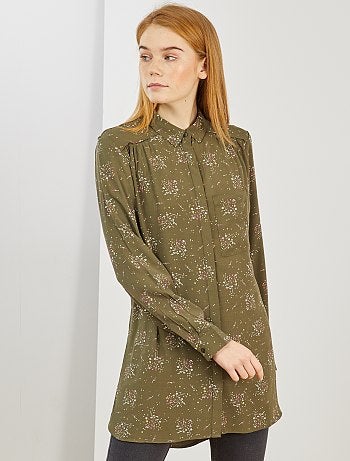 Camisa larga vaporosa estampada 'flores' - Kiabi