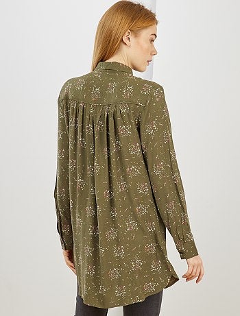 Camisa larga vaporosa estampada 'flores' - Kiabi