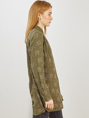 Camisa larga vaporosa estampada 'flores' - Kiabi