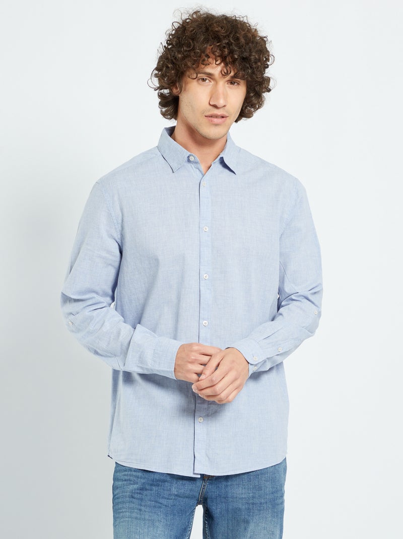 Camisa ligera de algodón azul celeste - Kiabi