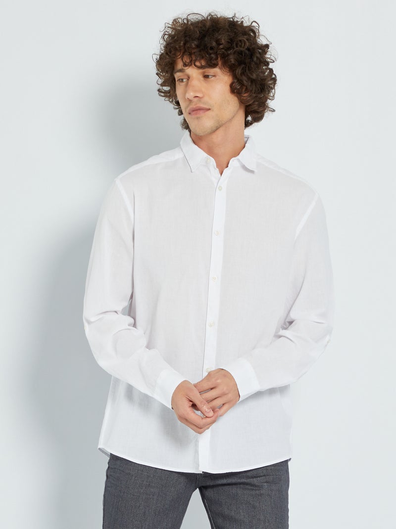 Camisa ligera de algodón blanco - Kiabi