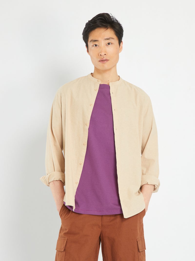 Camisa ligera lisa BEIGE - Kiabi