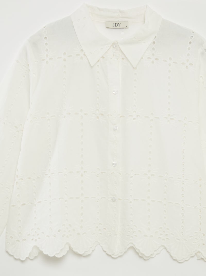 Camisa lisa con bordado inglés 'JDY' BLANCO - Kiabi