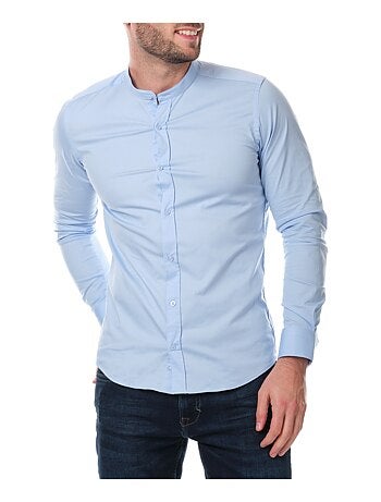 Camisa lisa con cuello mao