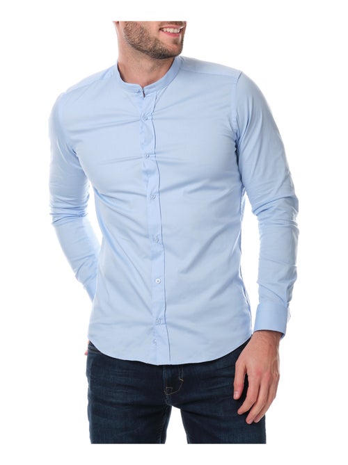 Camisa  lisa con cuello mao - Kiabi